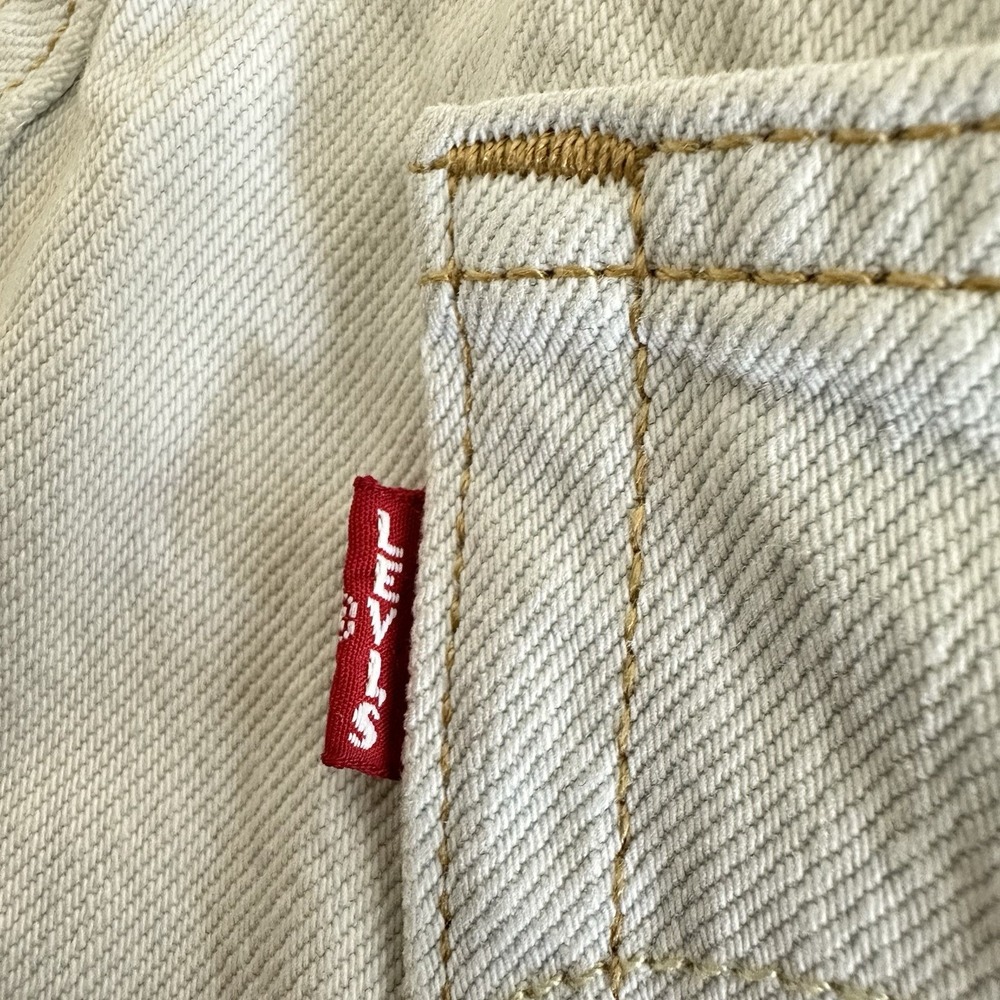 Levi's 501 "Big E" Crop Light Jeans Patchwork Denim Scatter Triangle Holes Sz 26 - Picture 7 of 11